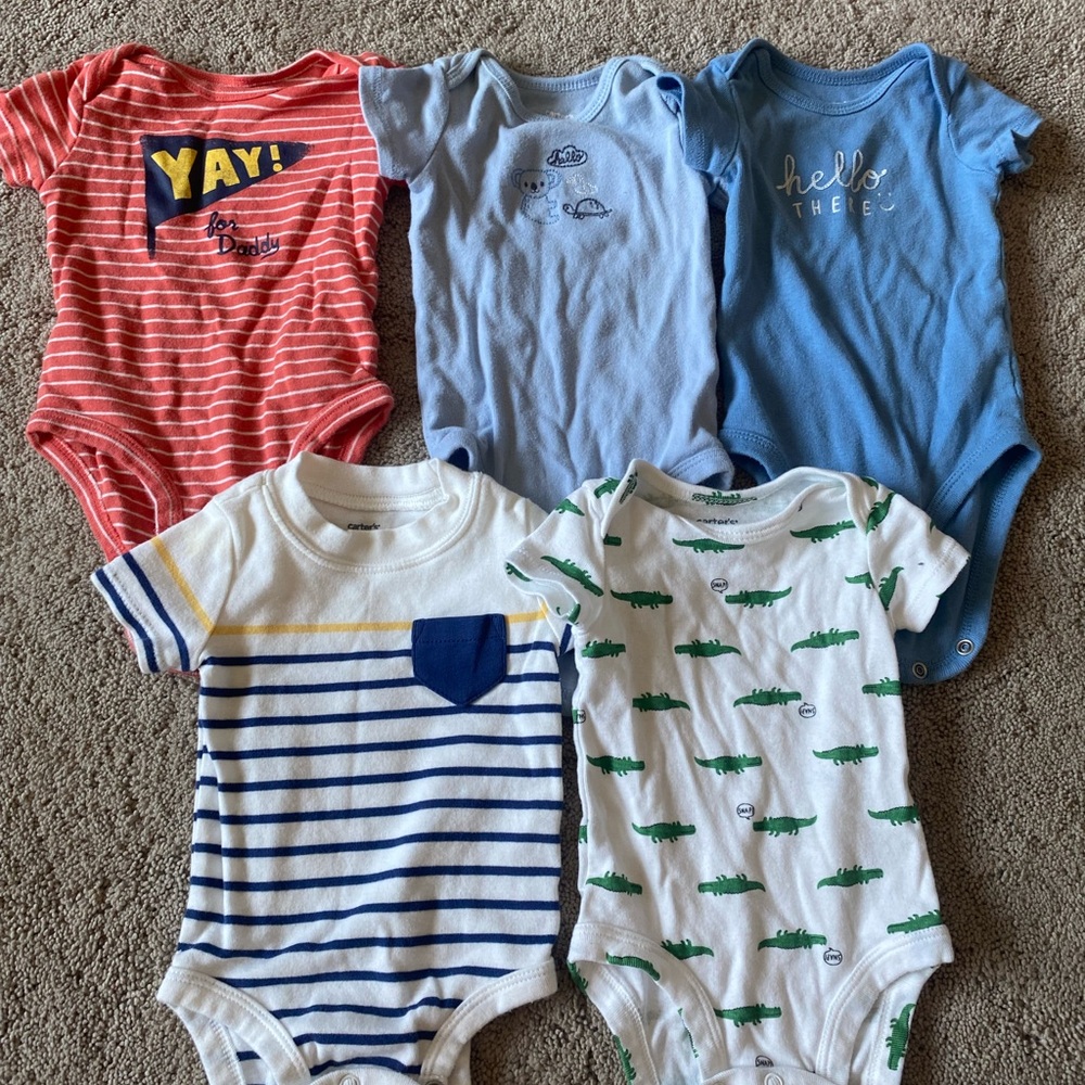 5 Carter’s 3 month short sleeve onesies